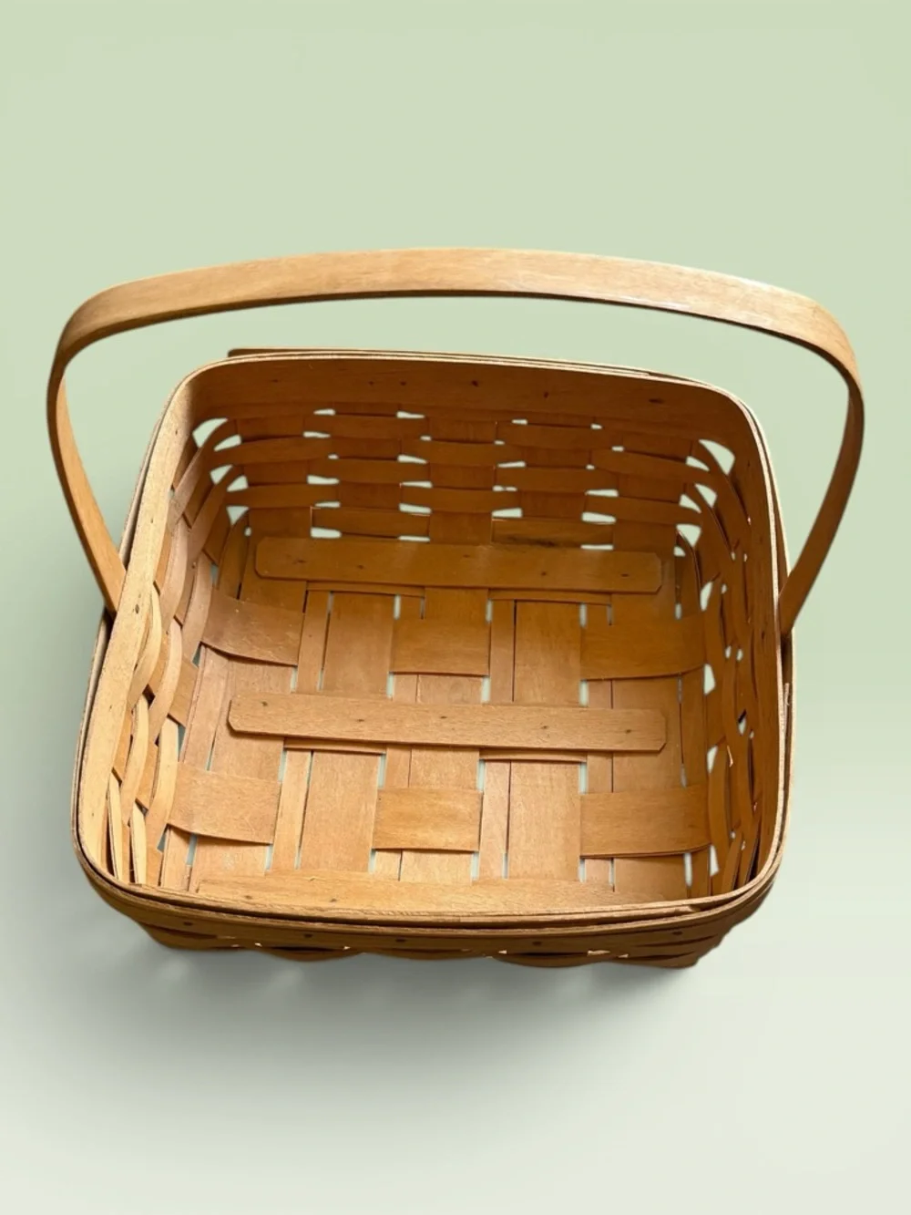 Vintage 1996 Handwoven Longaberger Square Basket & Cotton Liner